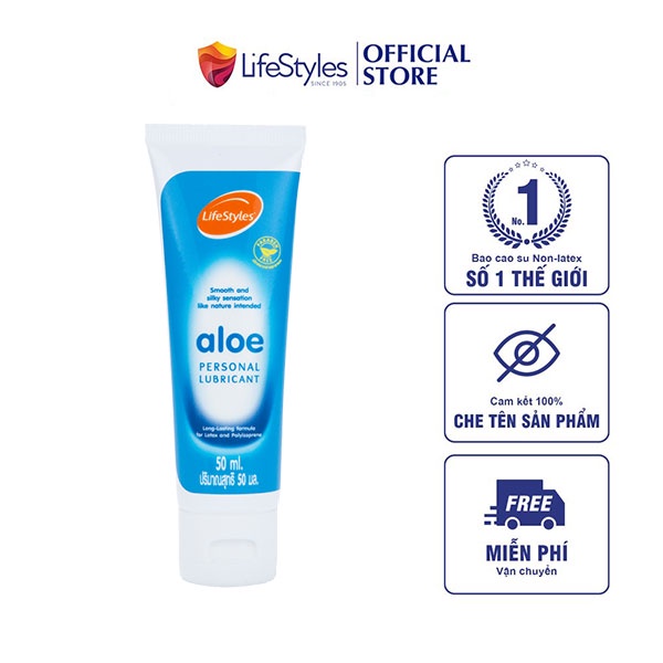 Gel Bôi Trơn LifeStyles Aloe Lubricant Tinh Chất Lô Hội Lành Tính, Tăng khoái Cảm - Chai 50ml