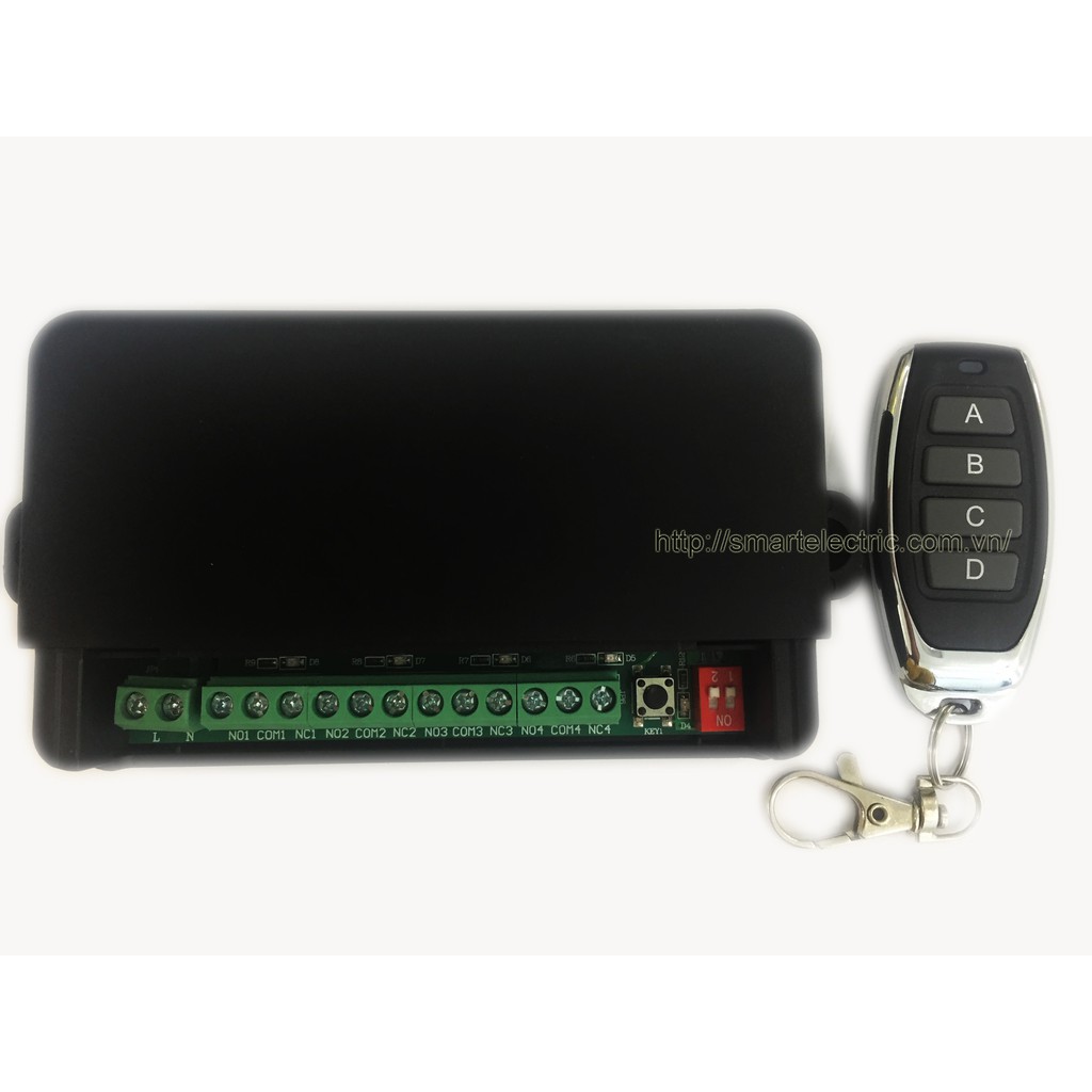 Rơ le điều khiển 4 kênh từ xa bằng remote sóng 433MHz RL04