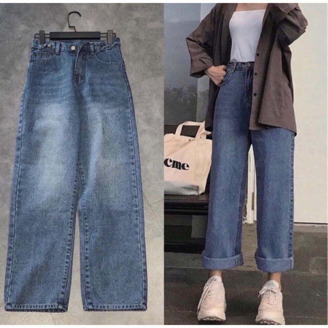 Quần Simple Jean Ống Rộng Unisex( màu đậm )