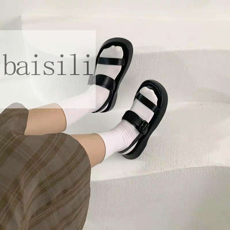SANDAL NỮ BAISILI - GIÀY THỜI TRANG PHONG CÁCH XUỒNG NỮ TÍNH HAI QUAI NGANG TRƠN ĐẾ BẰNG BS220902