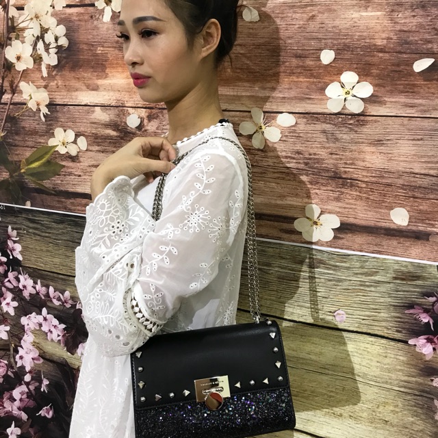 Túi charles and keith đinh nhũ authentic