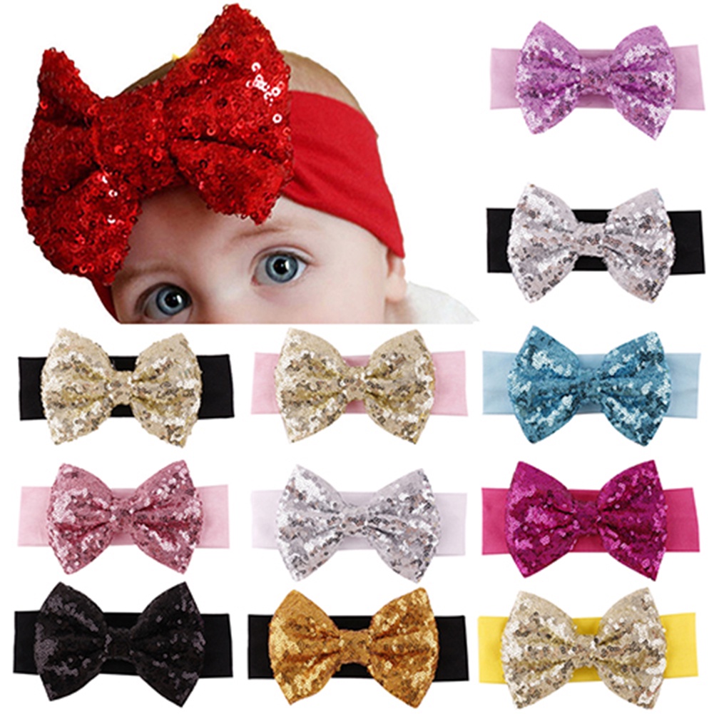 Băng Đô Nơ Kim Tuyến Lấp Lánh Cho Bé Gái