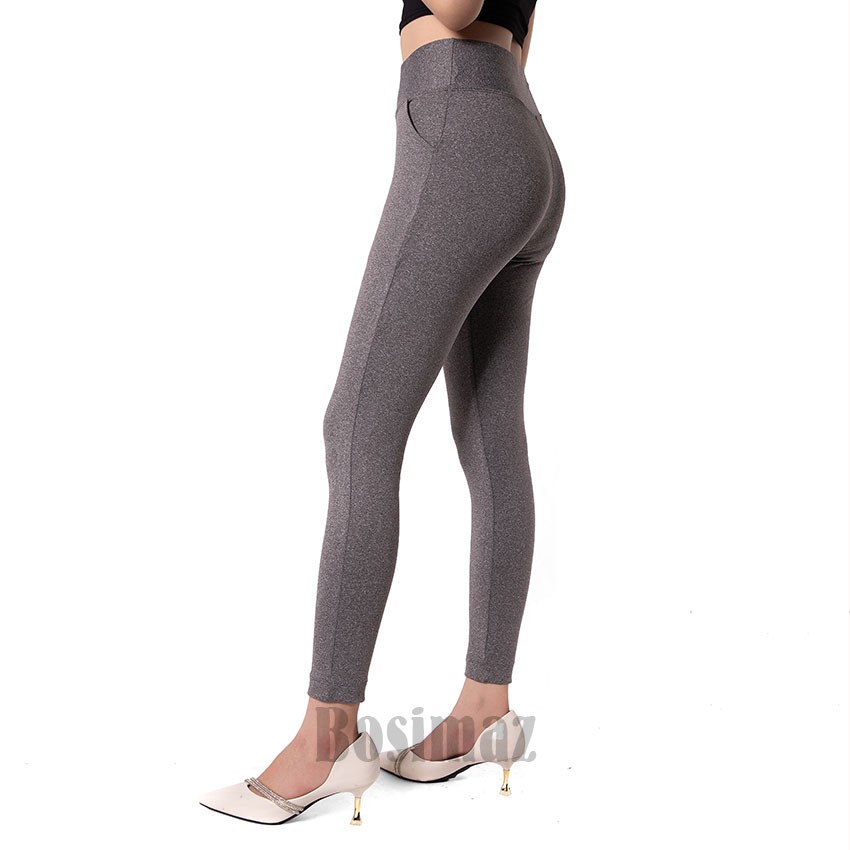 Quần Legging Nữ Bosimaz MS112 dài túi trước màu tiêu xám cao cấp, thun co giãn 4 chiều, vải đẹp dày, thoáng mát.