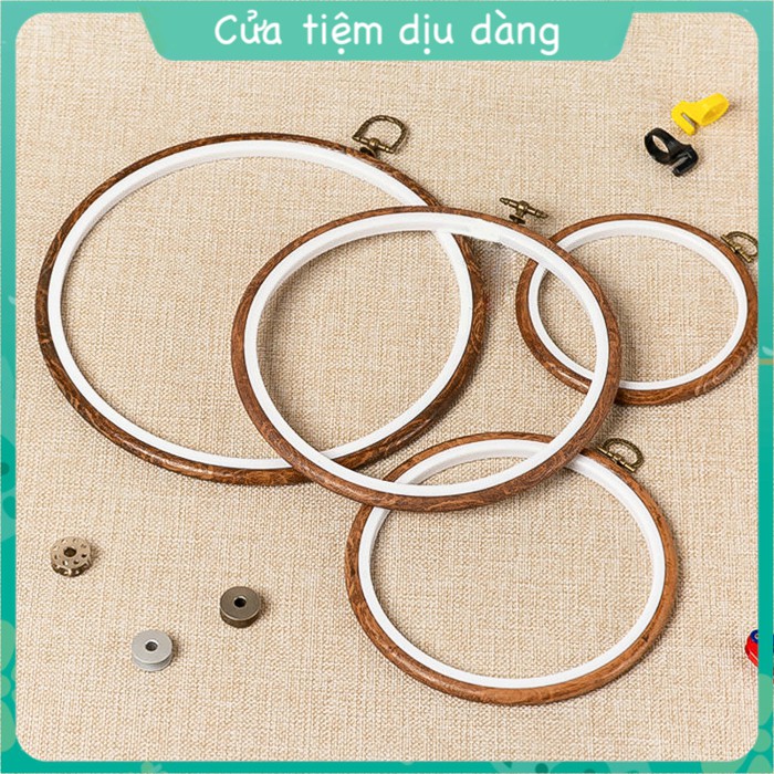 Khung thêu nhựa giả gỗ hình tròn nhiều kích cỡ