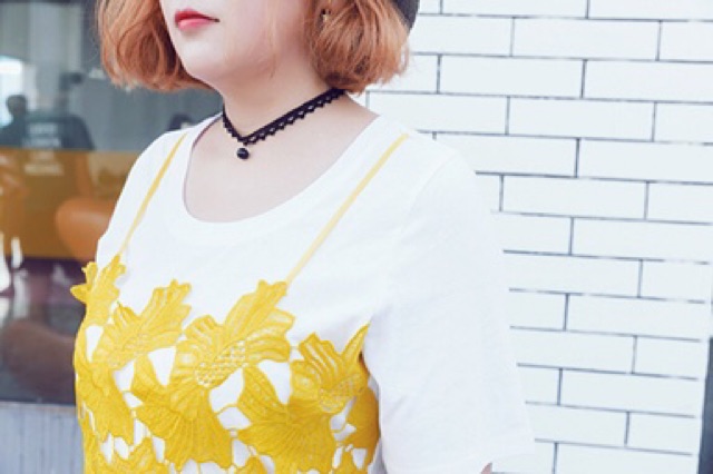 Đầm big size kiểu yếm màu trắng phối ren vàng nhập khẩu size lớn 3xl 80-90kg