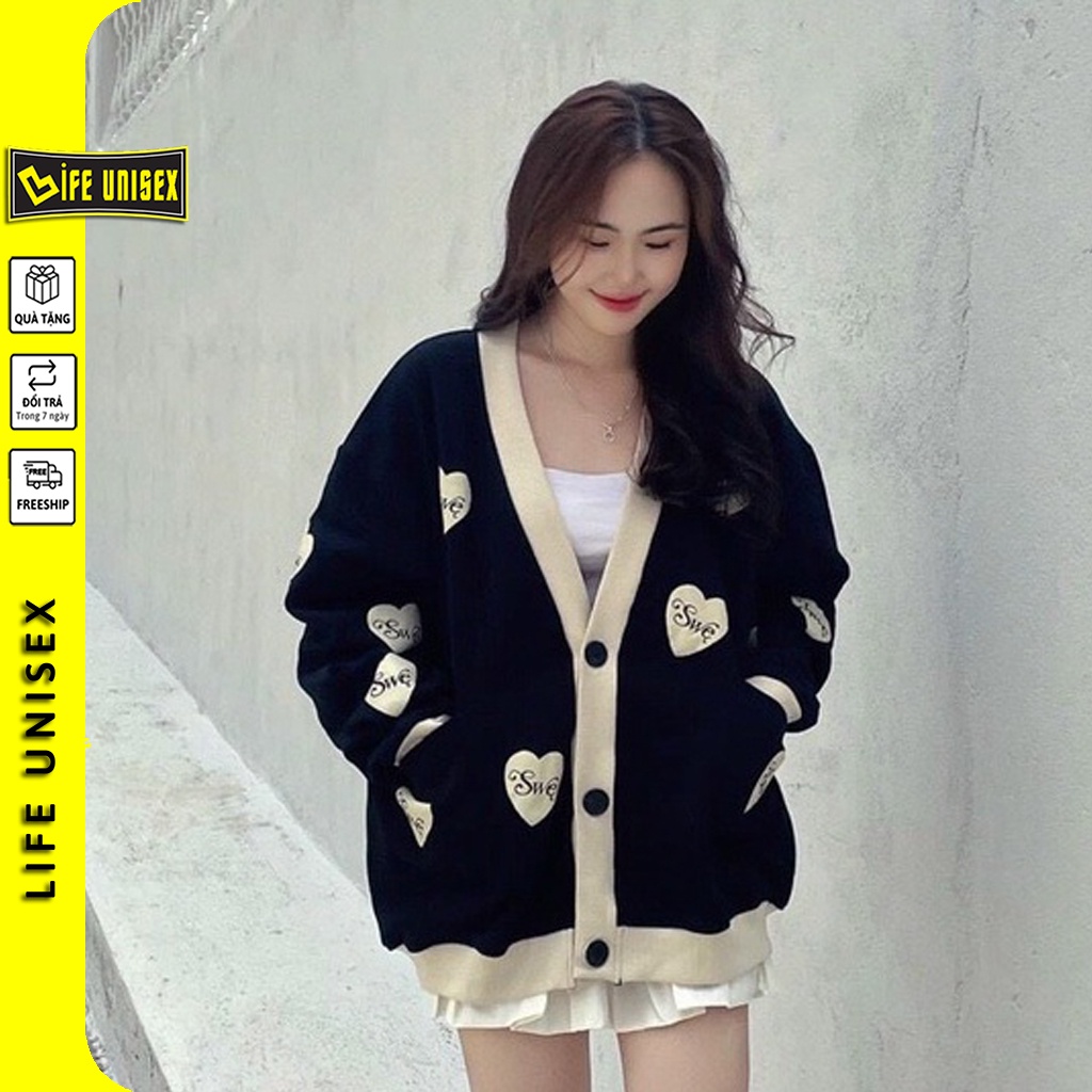 Áo khoác Cardigan nỉ SWE Cute Áo khoác nỉ phong cách Hàn Quốc Unisex - Life Unisex