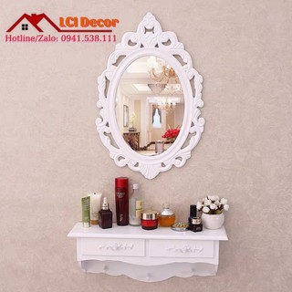 [ Có sẵn  ] Bàn trang điểm B5590, Gương nhựa ABS, Bàn gỗ MDF phủ melamin chống thấm nước