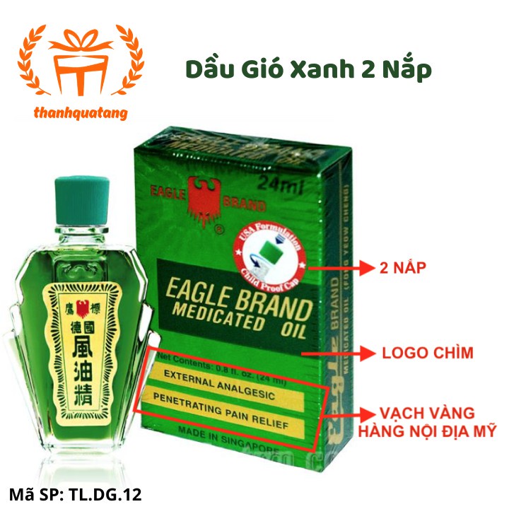 6 Trai Dầu Gió Xanh Con Ó 2 nắp 24ml Singapore (Cam kết Hãng thật) Sản Xuất Theo Tiêu Chuẩn USA