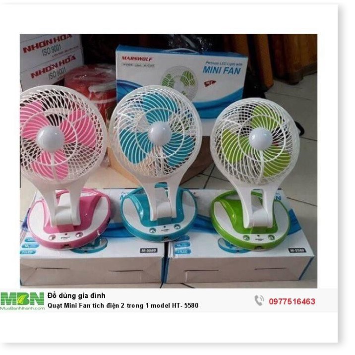 Quạt Mini Fan tích điện 2 trong 1 Model HT- 5580 ( Sẵn hàng )