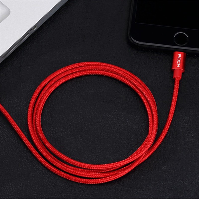 Cáp sạc lighting Rock bọc dù chống đứt cho iPhone 5,6-iPad - dài 1m