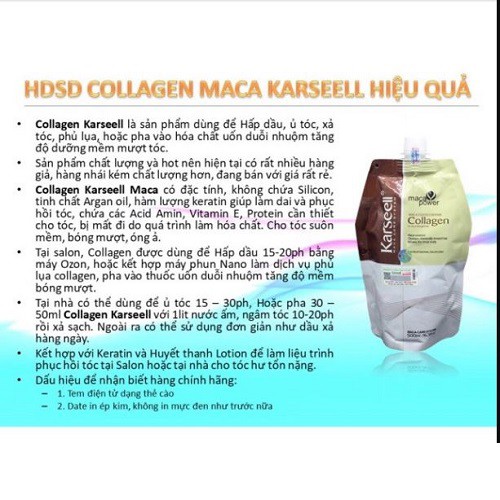 [ TOP BÁN CHẠY ] Ủ tóc Collagen - kem ủ tóc Karseell siêu mềm mượt dạng túi ủ tóc Collagen 500ml