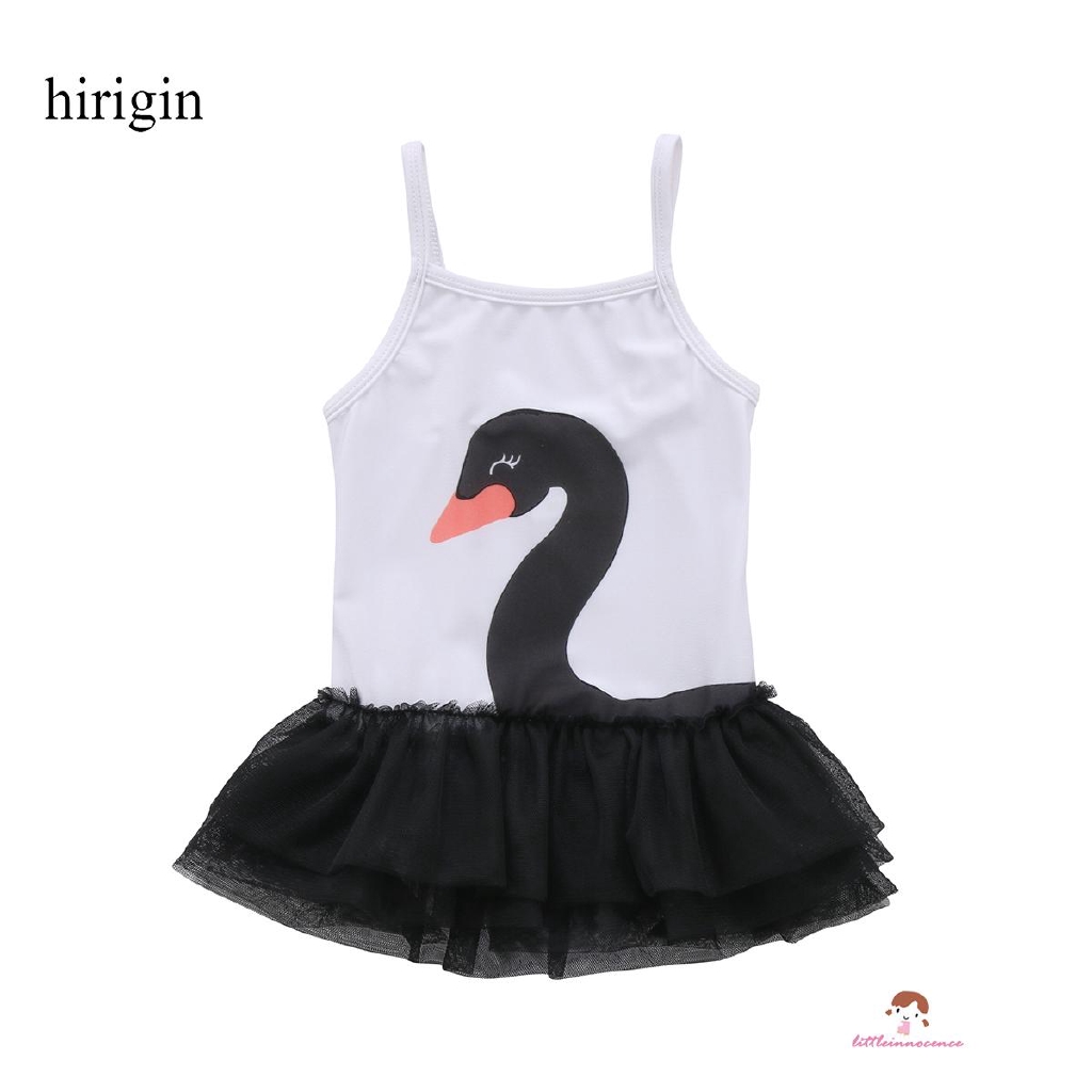 ❤XZQ-Swan Baby Girl Swimwear Swimsuit Tulle Tutu Beach Swimming One-piece Bikini