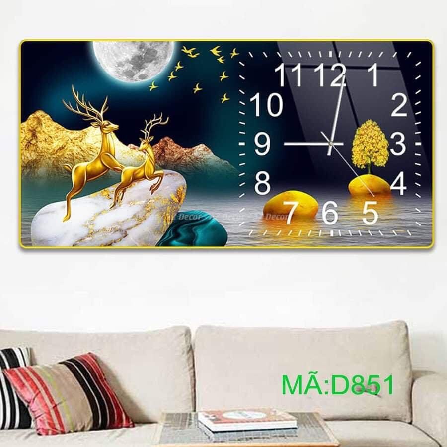 Tranh đồng hồ treo tường / Tranh treo decor / Quà tặng tân gia / mã đáo thành công , Tặng kèm pin và đinh treo đa năng