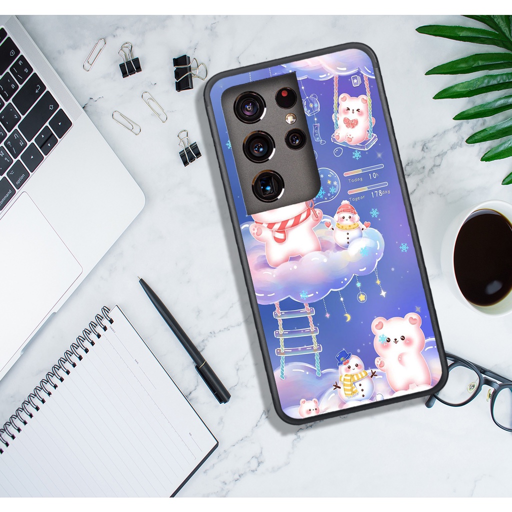ỐP LƯNG SAMSUNG S21 - S21 PLUS - S21 ULTRA - S22 5G - S22 PLUS - S22 ULTRA, IN HÌNH GẤU NÂU CHOCOLATE ĐÁNG YÊU.