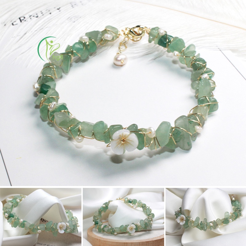 Vòng tay ngọc bích pha lê nhân tạo màu xanh lá thiết kế thu hút thích hợp làm quà cho nữ