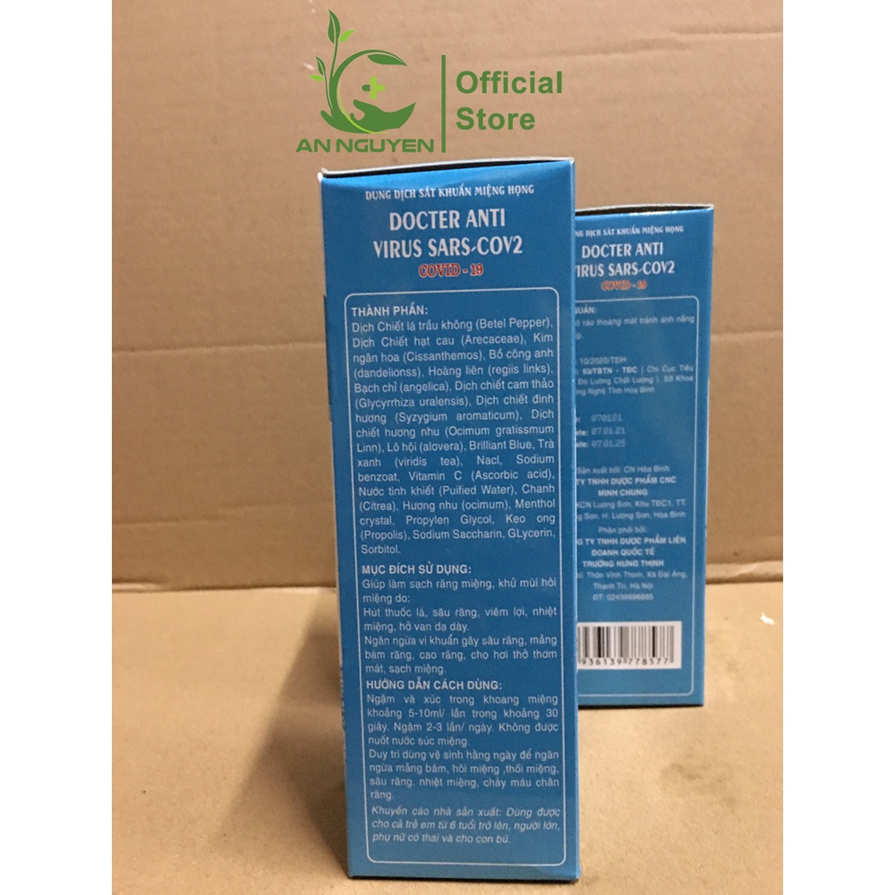 Dung dịch sát khuẩn miệng họng 250 ML Doctor Anti Virus