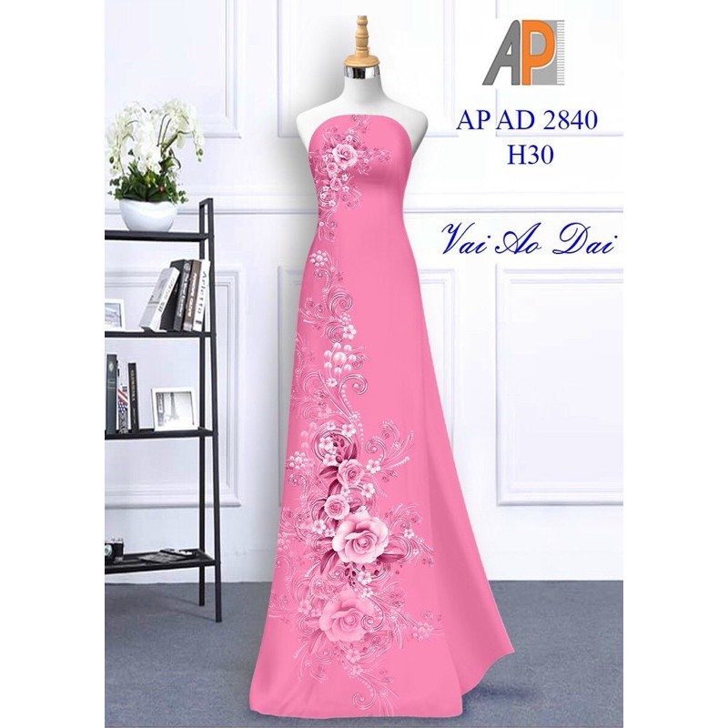 Vải áo dài hoa Hồng