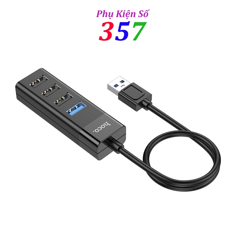 Hub chia 4 cổng USB Hoco HB25 từ 1 cổng USB ra 1 cổng USB 3.0 và 3 cổng USB 2.0 - BH 12 tháng