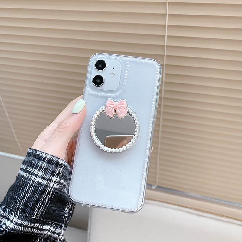 IPhone 12mini Case Is Suitable for IPhone 8 Transparent XR Gutta Percha XS Bow Mirror 11promax Pearl IPhone Case