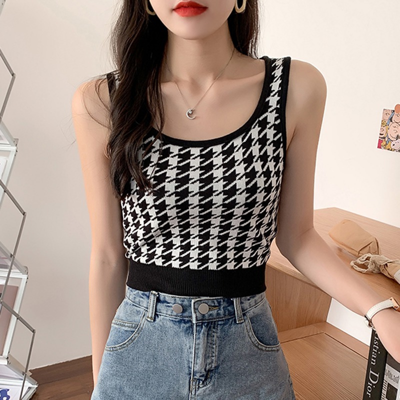 Áo Lửng Hai Dây In Họa Tiết Phong Cách Hàn Quốc Quyến Rũ Dành Cho Nữ