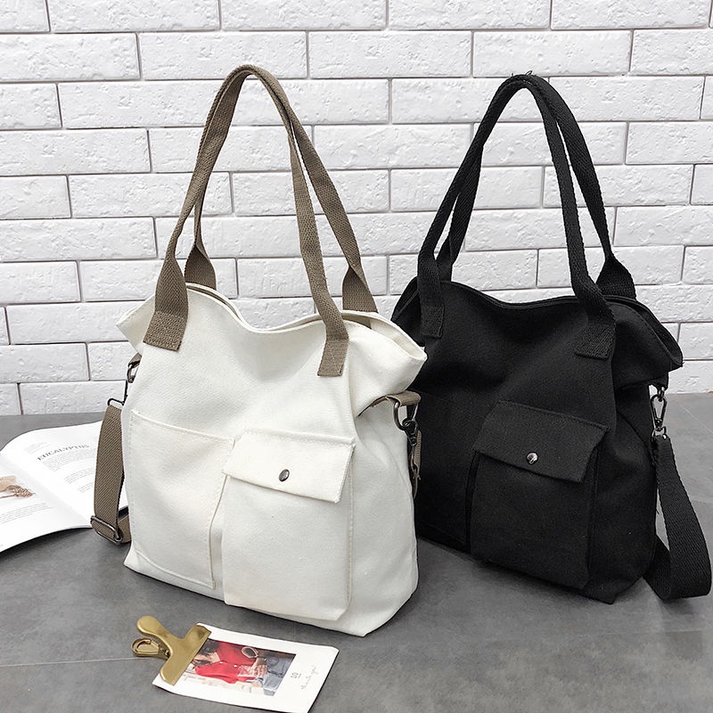 Túi Xách Canvas Màu Sắc Đơn Giản Thời Trang Hàn Quốc
