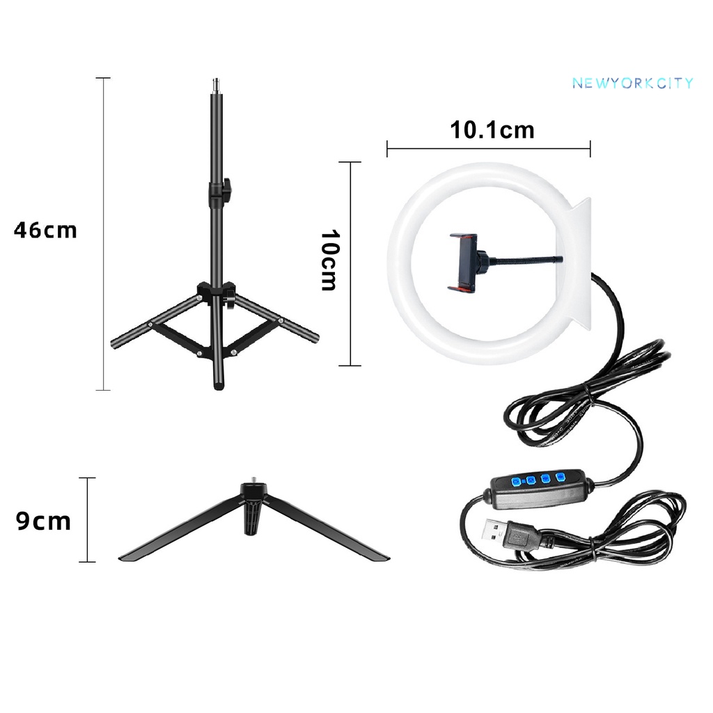 Vòng Đèn LED RGB Chống Thấm Nước Có Cổng Sạc USB Hỗ Trợ Chụp Ảnh / Trang Điểm / Trực Tuyến