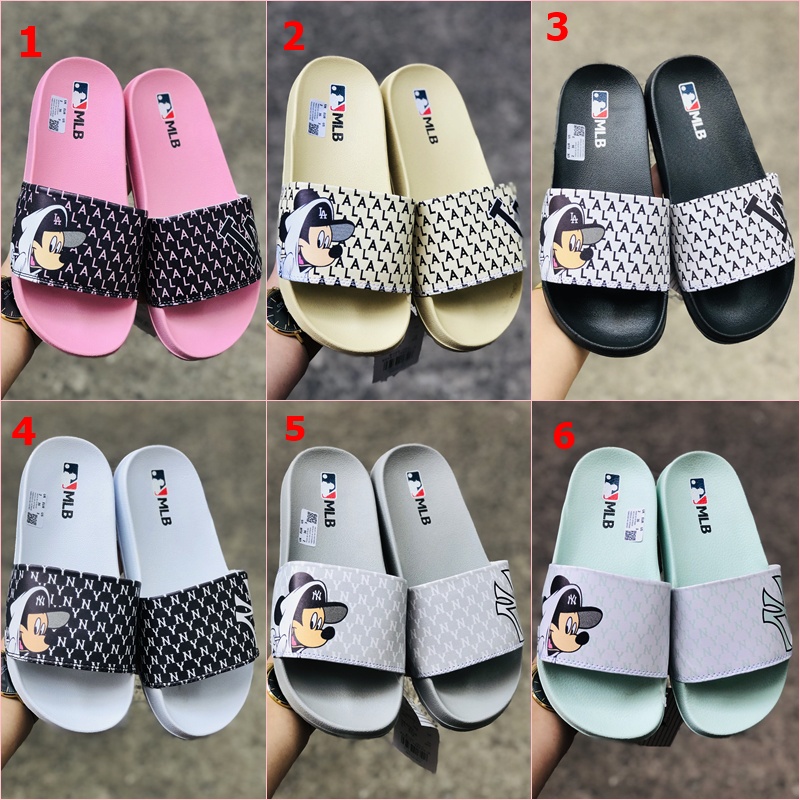 Dép unisex 𝐌𝐋𝐁 𝗡𝗬 ❤️FREESHIP + Hộp❤️ dép mlb quai ngang thể thao nữ in 𝐌𝐢𝐜𝐤𝐞𝐲 nhiều màu, mc để IP siêu bền, 𝐌𝐋𝐁-𝐌𝐢𝐜𝐤𝐞𝐲