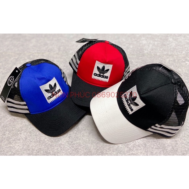 NÓN KẾT VÁ LƯỚI 3SỌC HÔNG-LOGO VUÔNG ADDAS