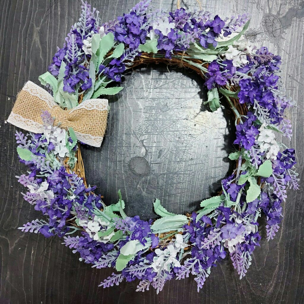 Vòng hoa giả vòng hoa lavender tím 20cm