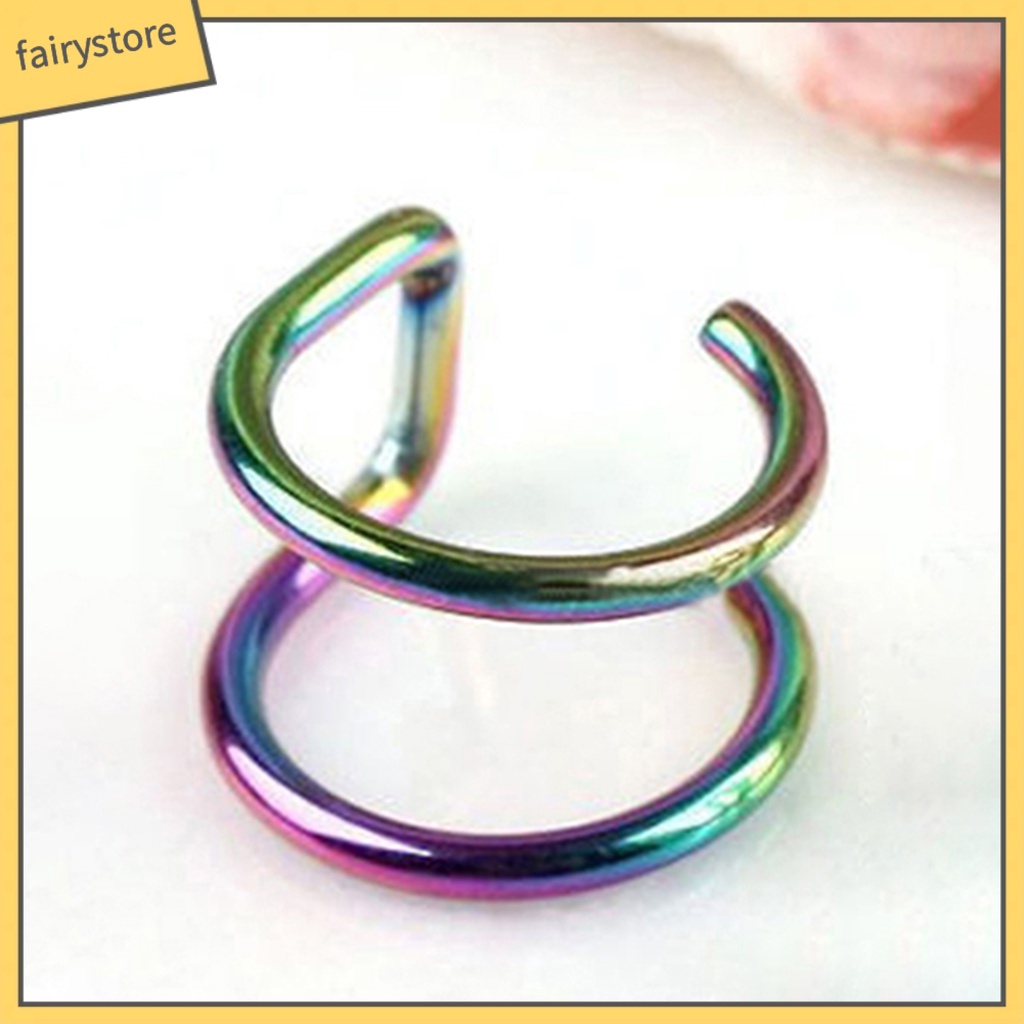 Khuyên kẹp vành tai giả 2 hàng bằng thép không gỉ cá tính