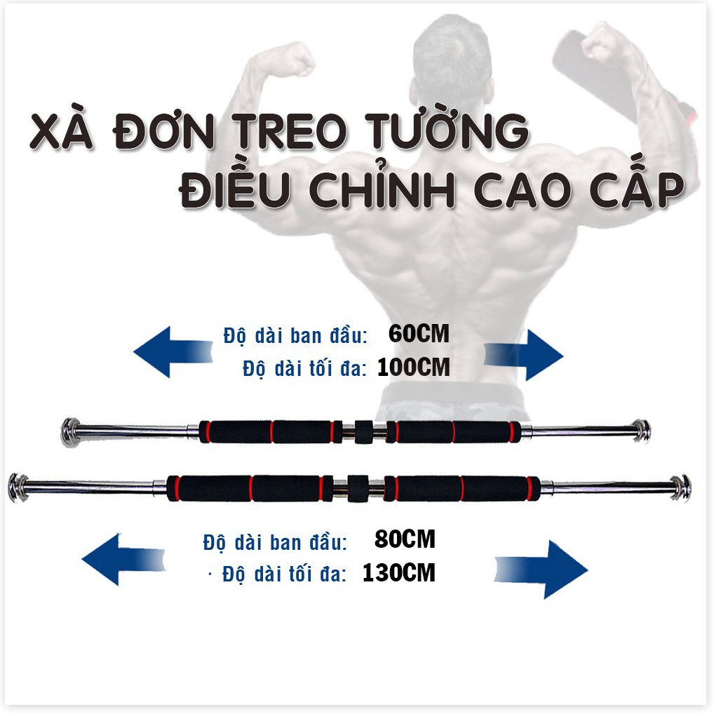 (Giá gốc) Xà đơn treo tường gắn cửa nhiều cỡ từ 62-130cm kích thước có thể tùy chỉnh phù hợp tập gym tại nhà Hồ Chí Minh