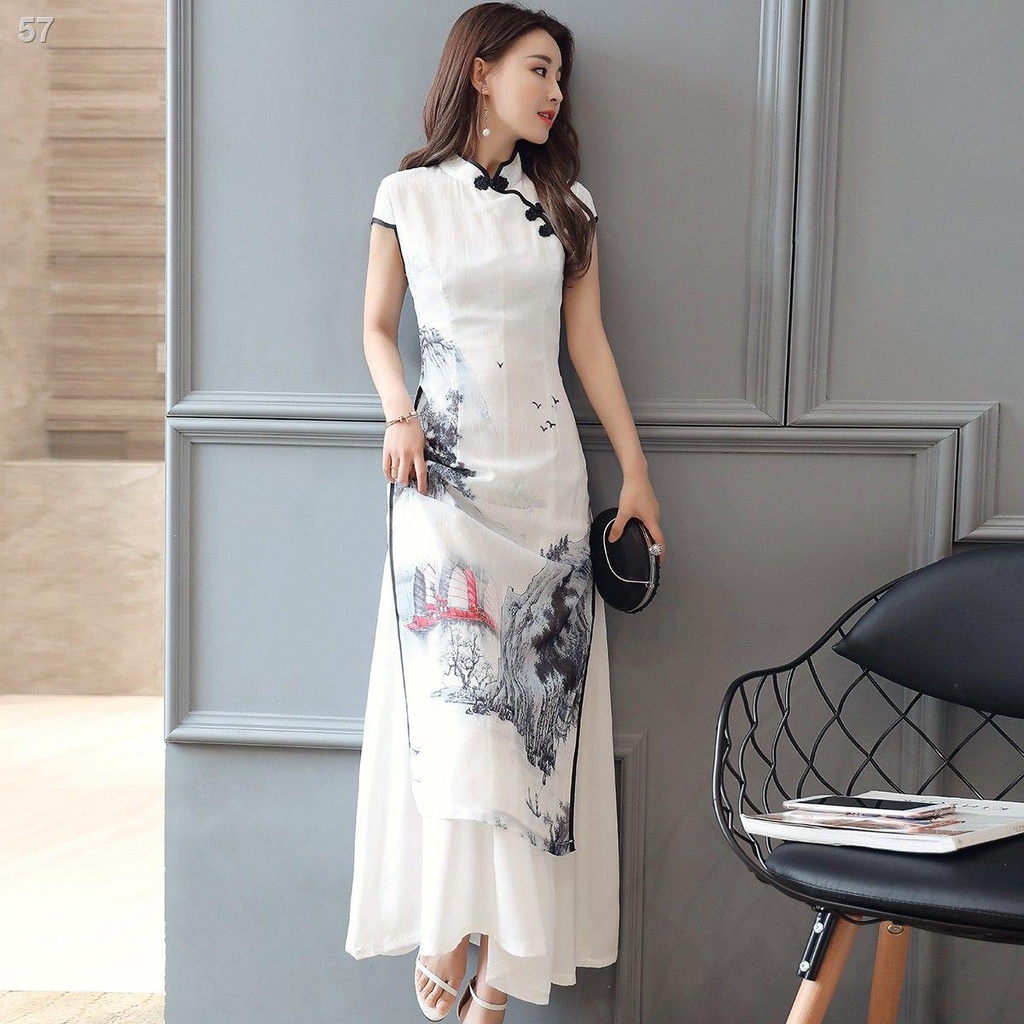 【Mới nhất】♙✜Cải tiến sườn xám của phụ nữ mùa hè 2021 phiên bản mới Hàn Quốc mỏng phù hợp với phong cách cổ điển Trung áo