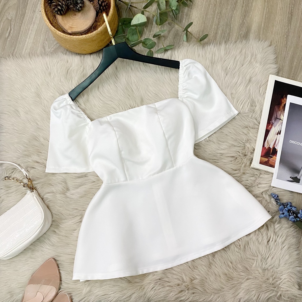 Áo PepLum Cổ Vuông Tay Phồng Thiết Kế Cho Nữ BigSize 50-90kg - SHIP HOẢ TỐC TPHCM