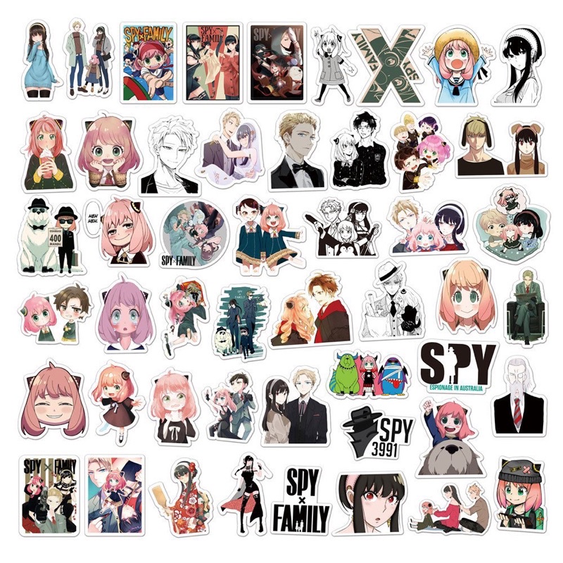 stiker spy x family 30-60 cái decal dán ép lụa khác nhau/ Hình dán anime spy x family