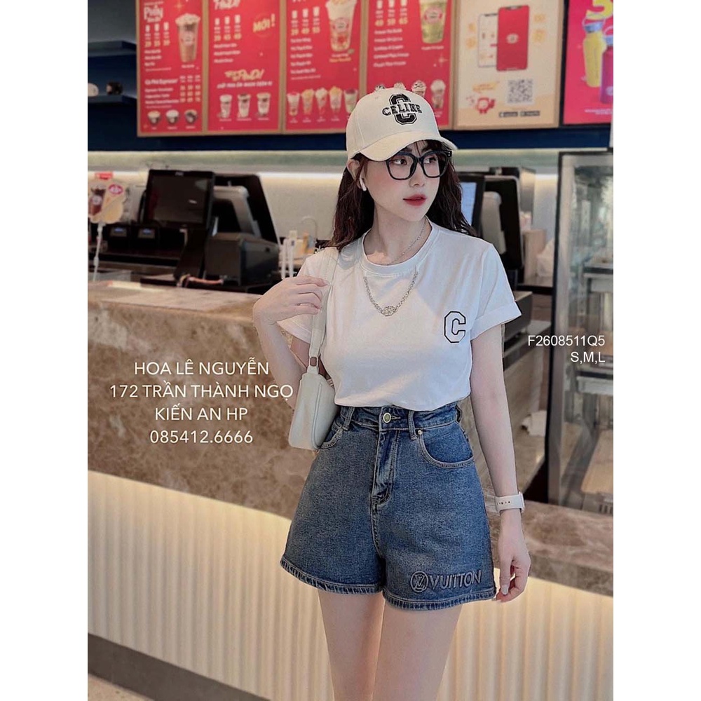 Quần short jean tà ép chữ lưng cao hàng đẹp!