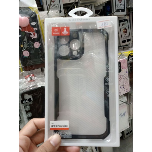 Ốp lưng Iphone 13 promax trong suốt chống sốc viền silicon đen