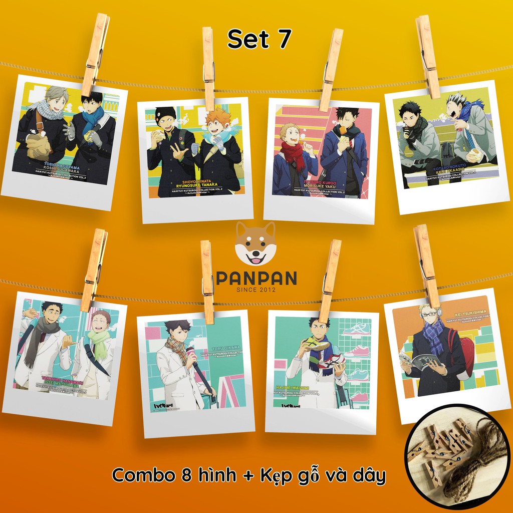 Combo 8 ảnh card lomo polaroid trang trí Anime Haikyu! 2 (tặng kèm dây và kẹp)