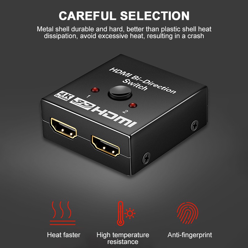 Dây cáp Hdmi 4K Hdmi 1 đầu vào-2 đầu ra 2 đầu cho Laptop Dvd