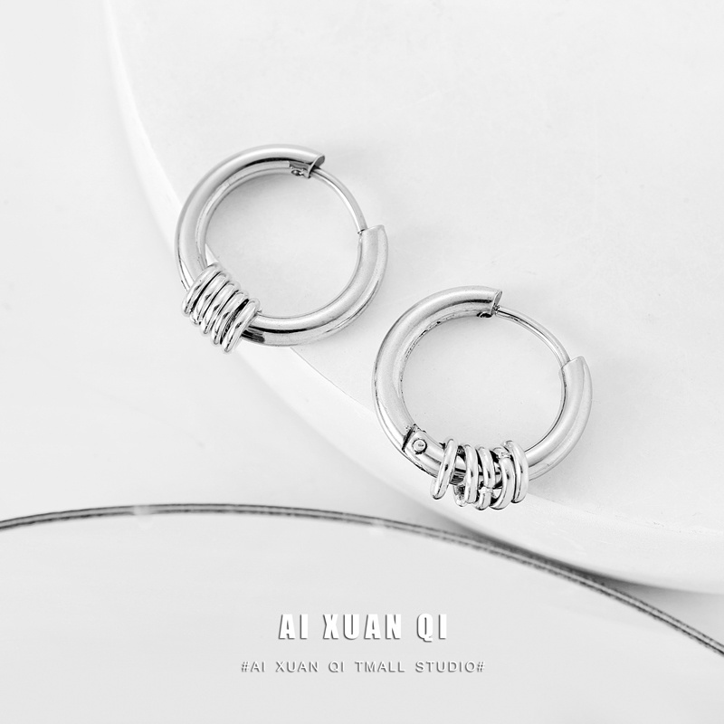 Bông Tai Hình Tròn Phong Cách Hip Hop Hàn Quốc 19B182