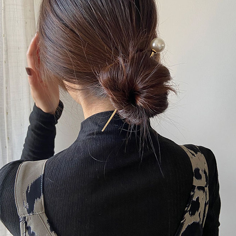 Trâm Cài Tóc Làm Từ Kim Loại Hình Chữ U Đính Ngọc Trai Phong Cách Vintage Cho Cô Dâu