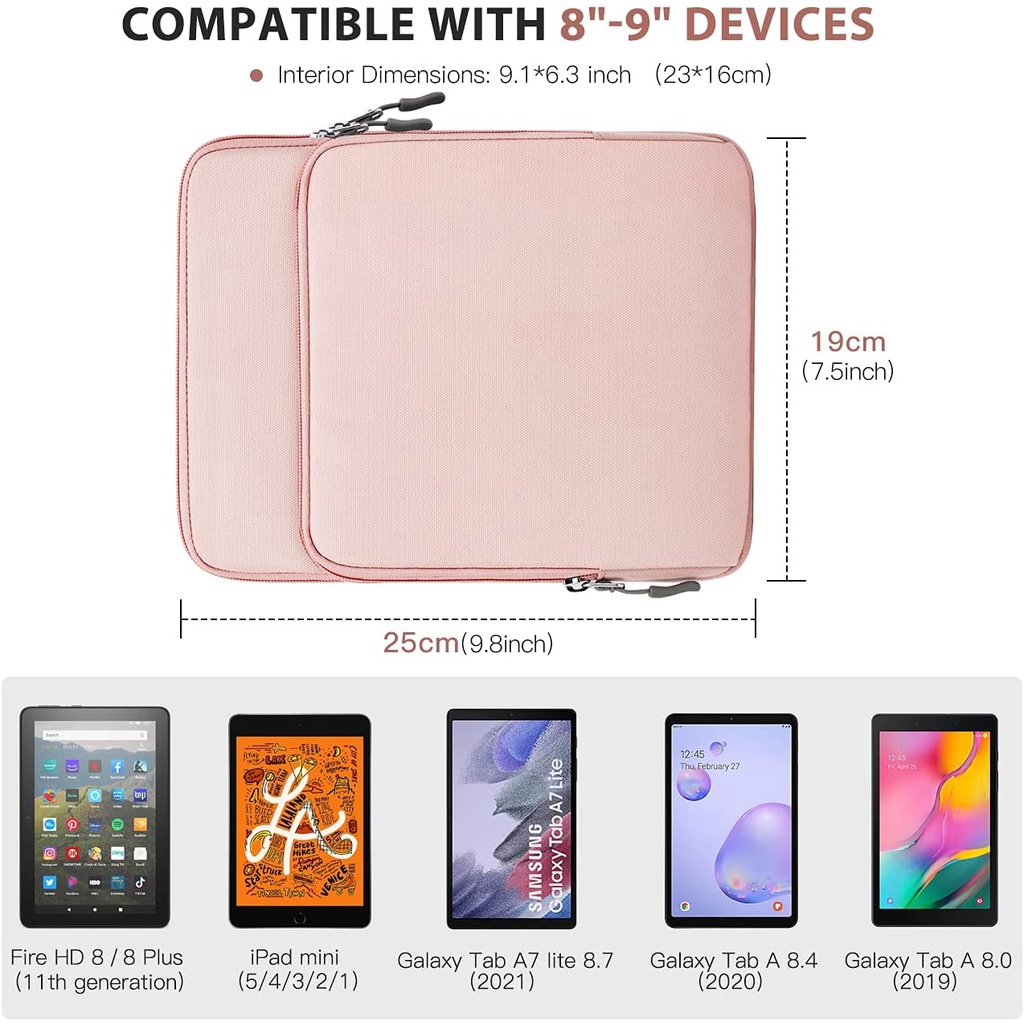 Túi Đựng Máy Tính Bảng Cho iPad Mini 6/iPad Mini 5/4/3/2/1/ Galaxy Tab A7 Lite 8.7/Tab A 8.0/Tab A 8.4 HD 8 &amp; 8 Plus 2020
