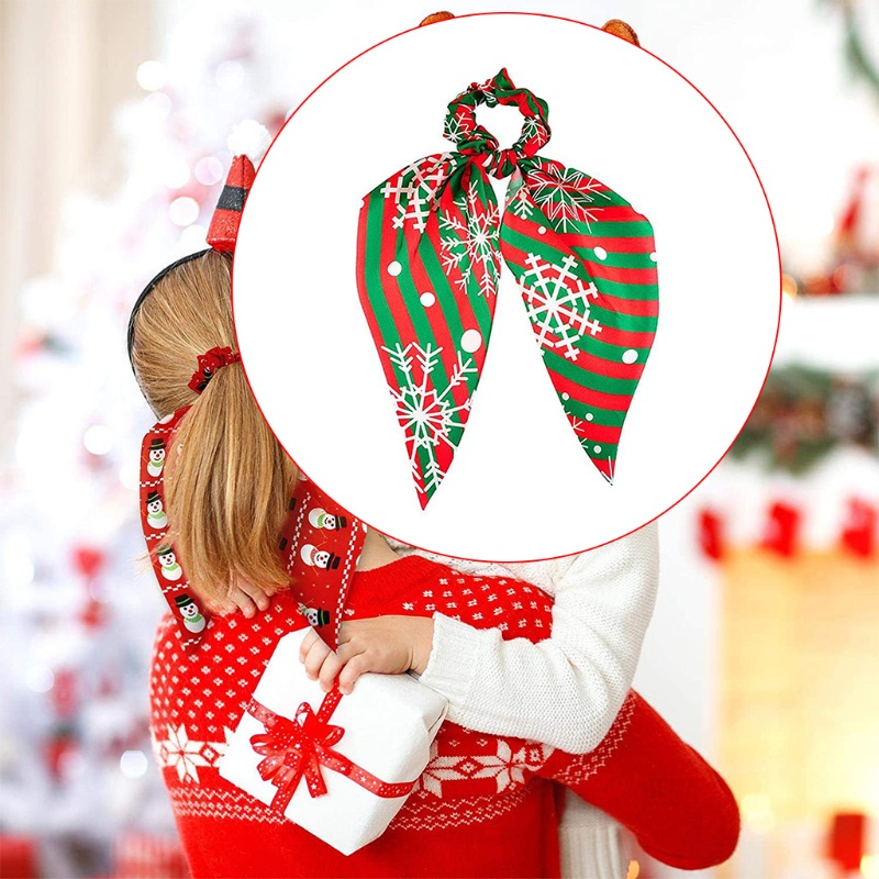 Dây Cột Tóc Đính Nơ Ruy Băng Dài Thời Trang Giáng Sinh