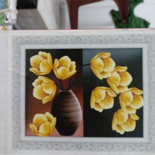 Tranh đính đá bình hoa lan tuyệt đẹp sang trọng kt 60*53cm(hình thật)