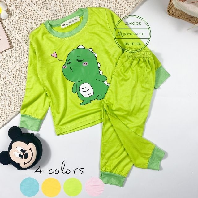 Bộ Minky Mom Dài Tay Cho Bé Gái Bé Trai 1 2 3 4 5 6 Tuổi Vải Thun Lạnh-Đồ Bộ Cho Bé Hình Thỏ Vịt Gấu Khủng Long-Babulala