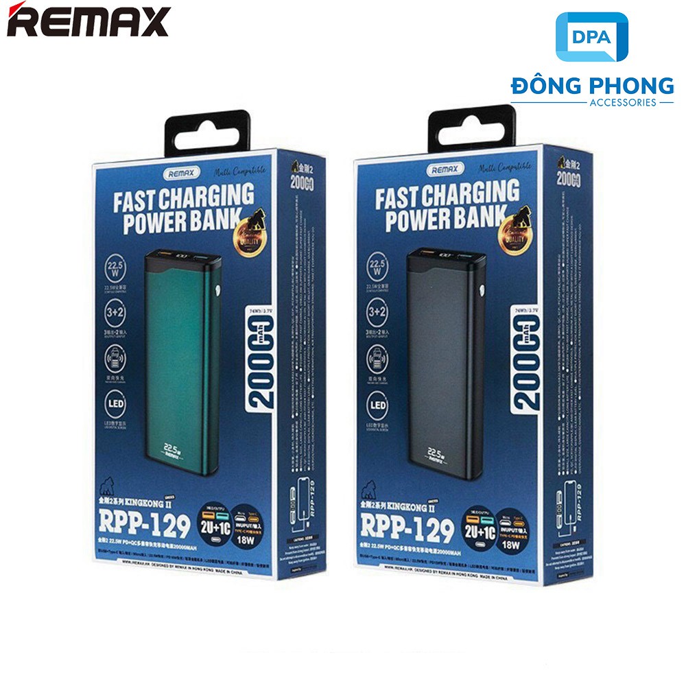 Pin Sạc Dự Phòng Remax RPP-129 20000mAh Chính Hãng