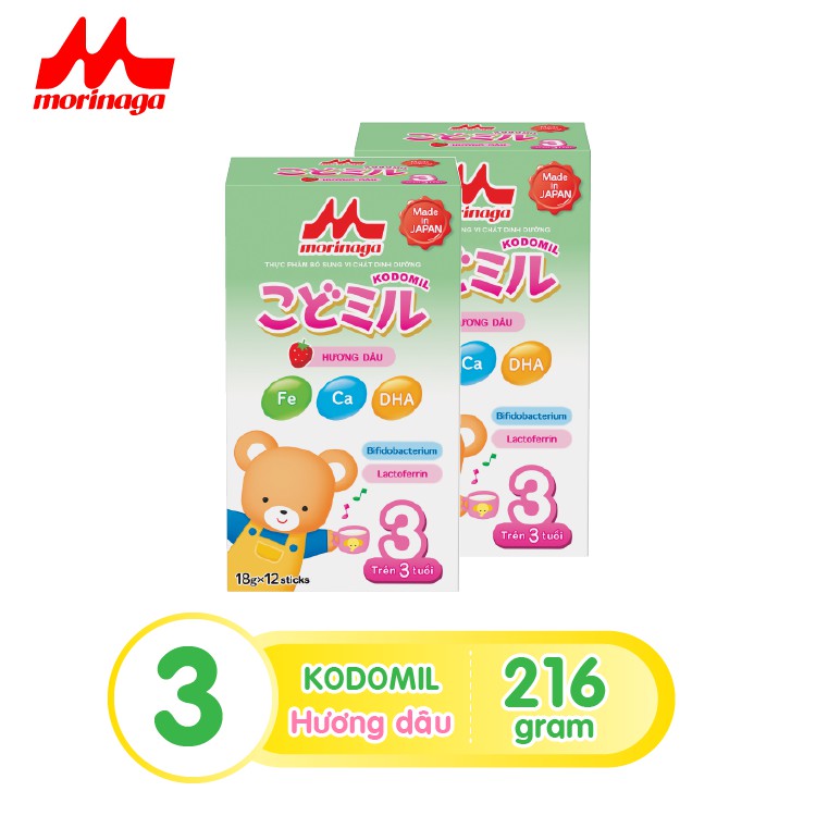 Combo 2 hộp sữa Số 3 Kodomil Morinaga chính hãng 216gr/ hộp (không tem khuyến mãi)