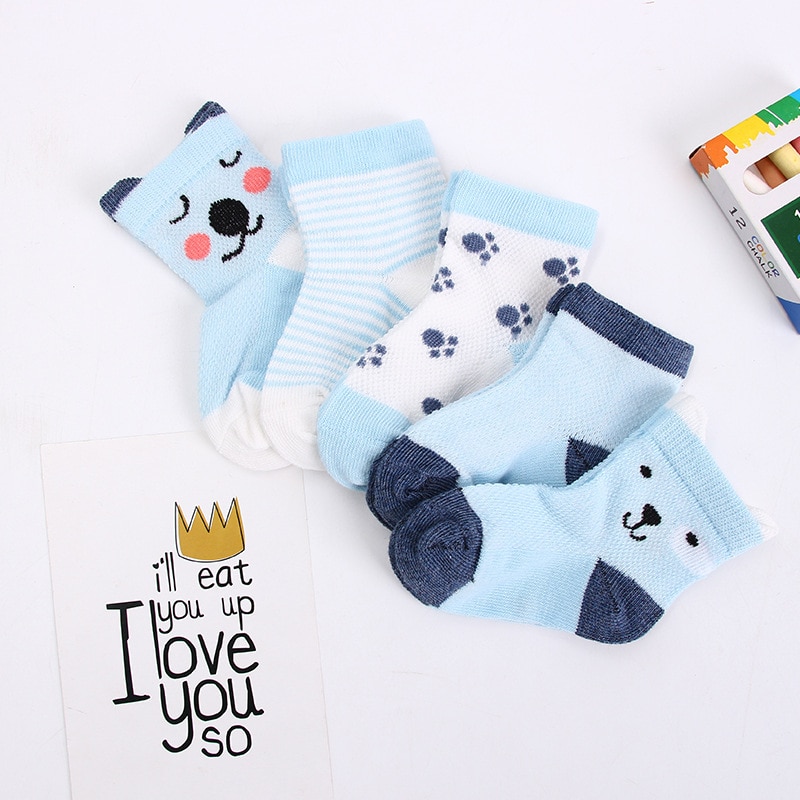 Set 5 Đôi Vớ Cotton Mềm Mại Dễ Thương Cho Bé