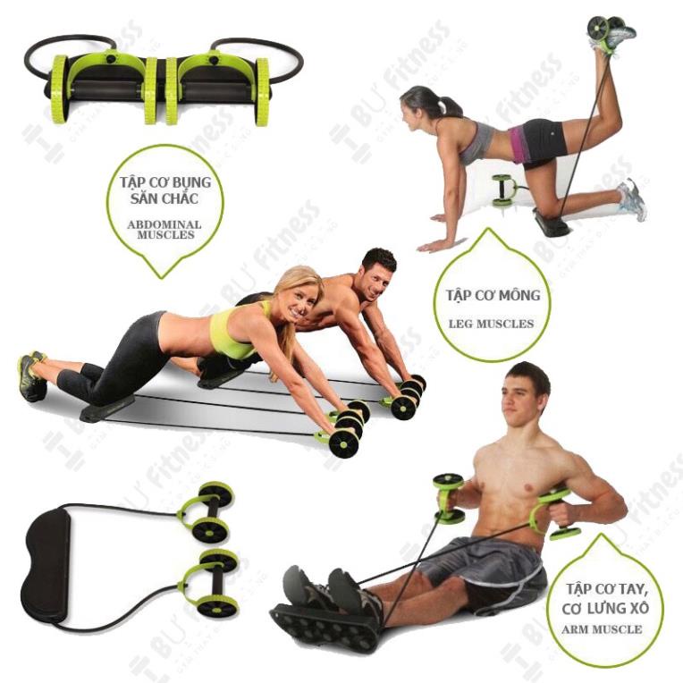 Dụng cụ tập gym tại nhà đa năng REVOFLEX, con lăn tập bụng và toàn thân - Bự Fitness