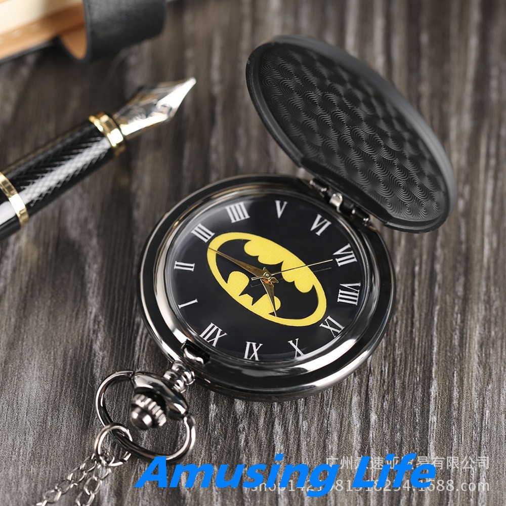 Quartz Pocket Watch Mới Thời Trang Phong Cách Châu Âu Và Mỹ Đồng Hồ Bỏ Túi Nóng Thép Vonfram Batman Lớn Thạch Anh Đồng H