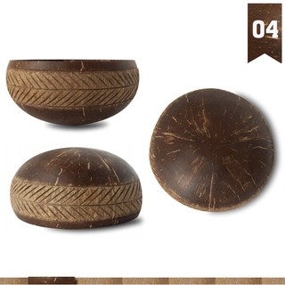 Chén (Bát) Gáo Dừa Họa Tiết Hoa Văn One4One (14 - 15cm) / Pattern Coconut Bowl